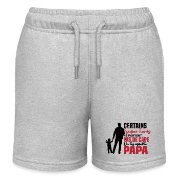 Certains super héros on les appelle papa - Short de jogging enfant bio Stanley/Stella - gris chiné - Devant