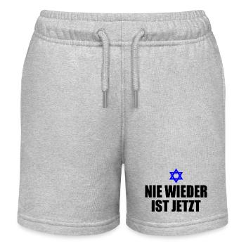Nie wieder ist jetzt - Kinder Organic Joggingshorts Mini Bolter von Stanley/Stella - Grau meliert - Vorne