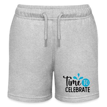 Design Time to celebrate bleu - Short de jogging enfant bio Stanley/Stella - gris chiné - Devant