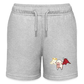 Celestial Satanic Pig Angel Devil - Kids Organic Sweat Shorts by Stanley/Stella - heather grey - Front
