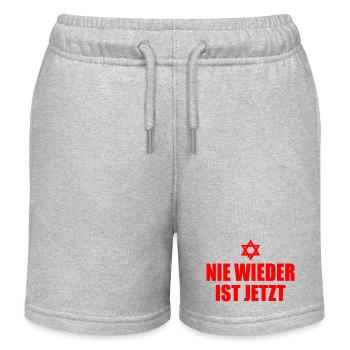 Nie wieder ist jetzt - Kinder Organic Joggingshorts Mini Bolter von Stanley/Stella - Grau meliert - Vorne