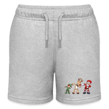Scène de Noël avec elfe, renne et Père Noël - Short de jogging enfant bio Stanley/Stella - gris chiné - Devant