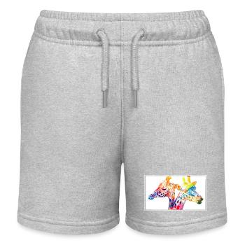 Bunte Giraffen - Kinder Organic Joggingshorts Mini Bolter von Stanley/Stella - Grau meliert - Vorne