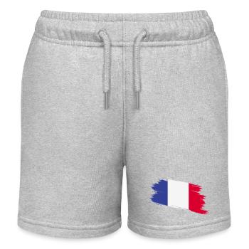 Drapeau français – Tricolore au style coup de pinceau - Short de jogging enfant bio Stanley/Stella - gris chiné - Devant