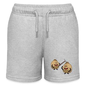 Kokosnuss Nuss Nüsse knacken Hammer Fantasy - Kinder Organic Joggingshorts Mini Bolter von Stanley/Stella - Grau meliert - Vorne