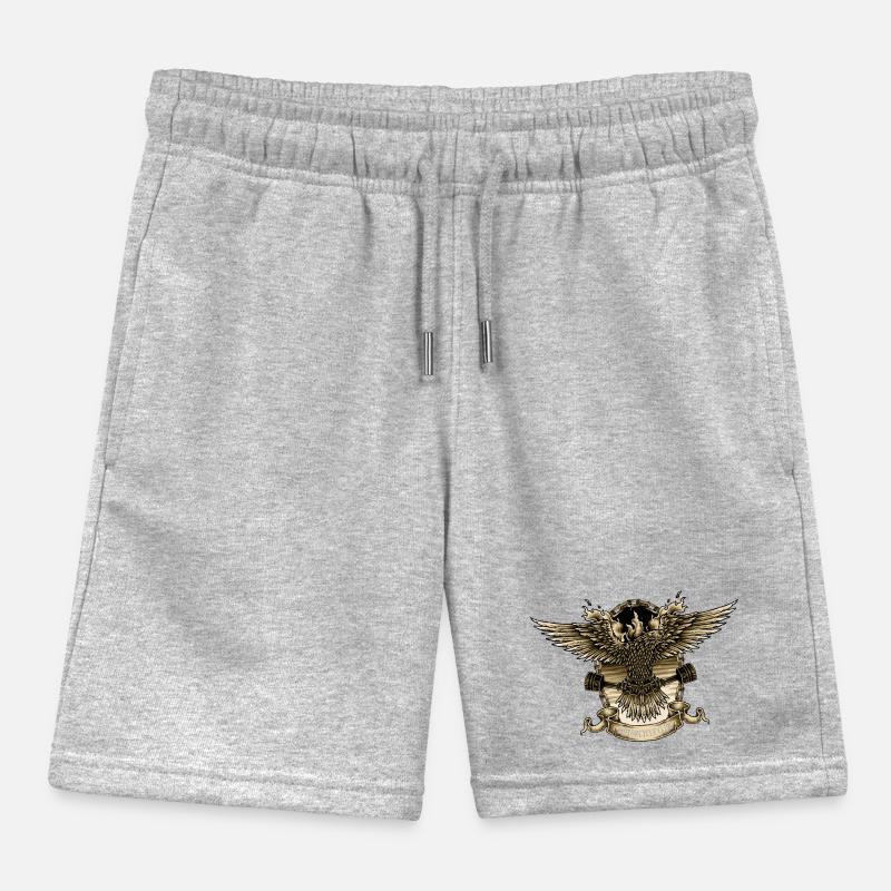 Retro Vector Motorcycle Eagle Sign Sign Helmet Motorcycle Kids Organic Sweat Shorts by Stanley/Stella