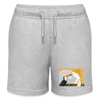 Auge in Auge mit Vogel - Kinder Organic Joggingshorts Mini Bolter von Stanley/Stella - Grau meliert - Vorne