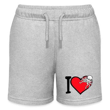 Ich liebe Oktopus Herz I Love Herz Symbol Logo süß - Kinder Organic Joggingshorts Mini Bolter von Stanley/Stella - Grau meliert - Vorne