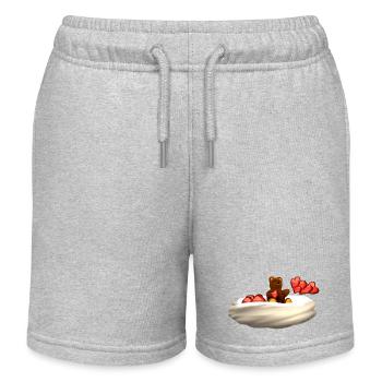 Bär fliegt auf Wolke mit Herzen - Kinder Organic Joggingshorts Mini Bolter von Stanley/Stella - Grau meliert - Vorne