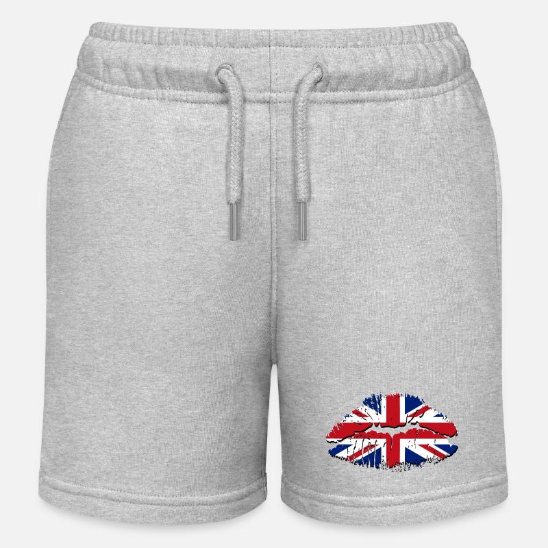 Lèvres Union Jack Pop Art - Short de jogging enfant bio Stanley/Stella - gris chiné