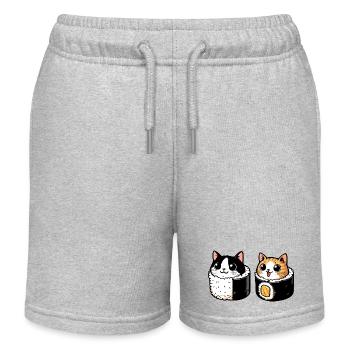 Neko Maki Mix : Le Chat Sushi - Short de jogging enfant bio Stanley/Stella - gris chiné - Devant