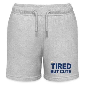 Baby Humor T-Shirt MÜDE ABER SÜSS | Minimalist - Kinder Organic Joggingshorts Mini Bolter von Stanley/Stella - Grau meliert - Vorne