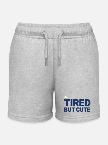 T-shirt Humour Bébé TIRED BUT CUTE | Minimaliste  - Short de jogging enfant bio Stanley/Stella - gris chiné