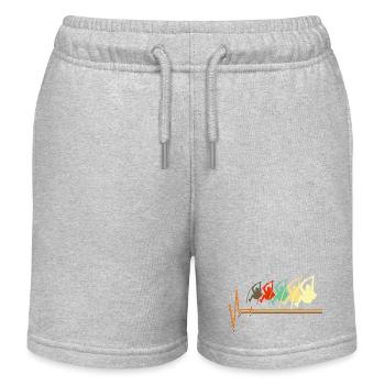 High Jump Heartbeat EKG Pulse Athletics Art - Kids Organic Sweat Shorts by Stanley/Stella - heather grey - Front