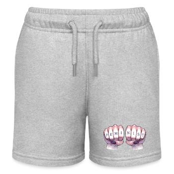 Poings féministes - Short de jogging enfant bio Stanley/Stella - gris chiné - Devant