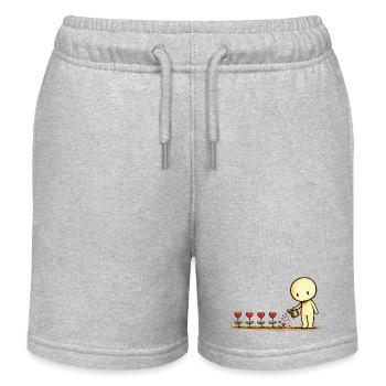 La Petite Pensée | Sois sage | Motif de fleur en forme de cœur - Short de jogging enfant bio Stanley/Stella - gris chiné - Devant