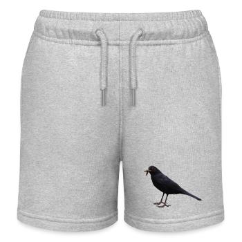 Amsel Vogel schwarzer Vogel - Kinder Organic Joggingshorts Mini Bolter von Stanley/Stella - Grau meliert - Vorne