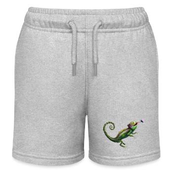 Le caméléon mange de la mouche - Short de jogging enfant bio Stanley/Stella - gris chiné - Devant