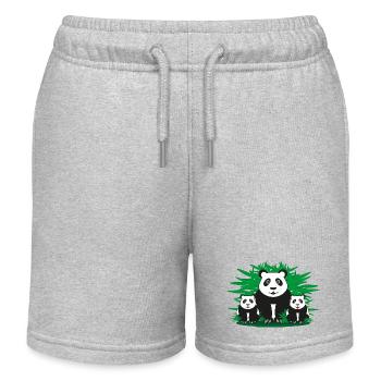 Lustige Panda Familie im Grünen. - Kinder Organic Joggingshorts Mini Bolter von Stanley/Stella - Grau meliert - Vorne