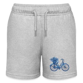 Vélo avec panier de fleurs - Short de jogging enfant bio Stanley/Stella - gris chiné - Devant