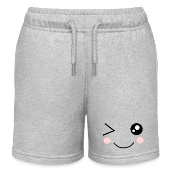 Joli visage kawaii - Short de jogging enfant bio Stanley/Stella - gris chiné - Devant