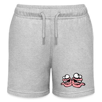 Würmer Lachend Duo Verrückt Schielend Albern Team - Kinder Organic Joggingshorts Mini Bolter von Stanley/Stella - Grau meliert - Vorne