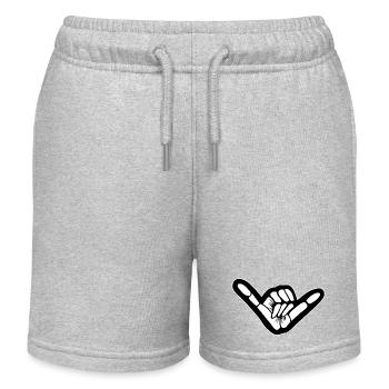 Shaka Hand Grafik Surf Vibe - Kinder Organic Joggingshorts Mini Bolter von Stanley/Stella - Grau meliert - Vorne