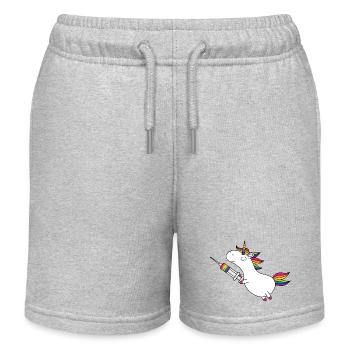 Licorne Immunicorn avec seringue arc-en-ciel - Short de jogging enfant bio Stanley/Stella - gris chiné - Devant
