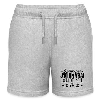 J’peux pas j’ai un vrai boulot moi ! - Short de jogging enfant bio Stanley/Stella - gris chiné - Devant