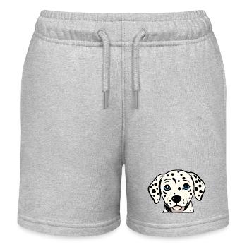 Cute Dalmatian Puppy - Black/White Design - Kids Organic Sweat Shorts by Stanley/Stella - heather grey - Front