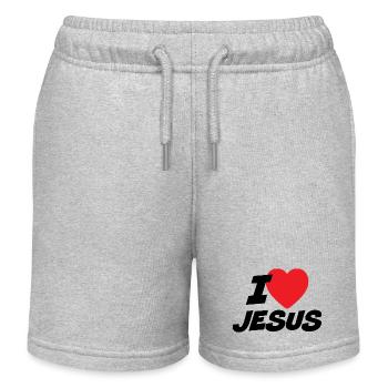 I Love Jesus - Kids Organic Sweat Shorts by Stanley/Stella - heather grey - Front
