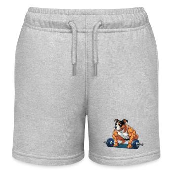 Amstaf Gym Lifts Weights Strongman - Kids Organic Sweat Shorts by Stanley/Stella - heather grey - Front