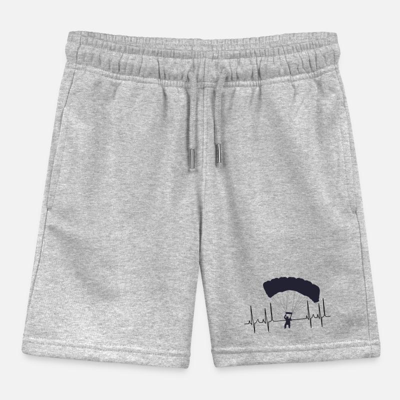 Parachuting paragliding cardiogram Kids Organic Sweat Shorts by Stanley/Stella