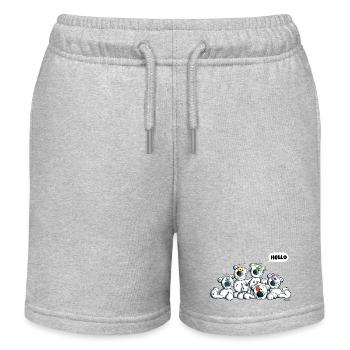 Hello Eisbären - Kinder Organic Joggingshorts Mini Bolter von Stanley/Stella - Grau meliert - Vorne