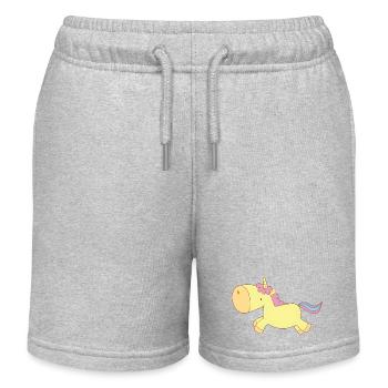 Cute Yellow Unicorn – Kawaii Fantasy Design - Kids Organic Sweat Shorts by Stanley/Stella - heather grey - Front
