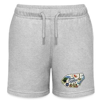 North Carolina Tar Heel State Vintage Sticker - Kids Organic Sweat Shorts by Stanley/Stella - heather grey - Front