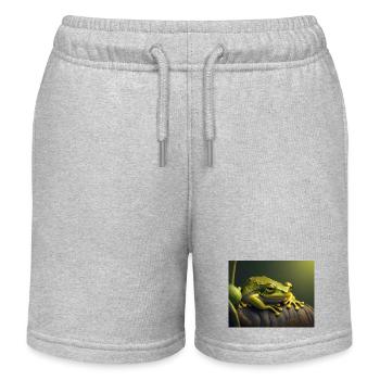 Animaux mignons en hibernation – grenouille - Short de jogging enfant bio Stanley/Stella - gris chiné - Devant