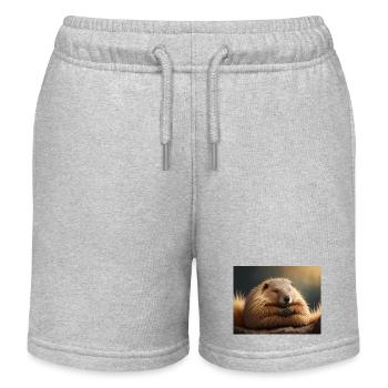 Animaux mignons en hibernation – marmotte - Short de jogging enfant bio Stanley/Stella - gris chiné - Devant