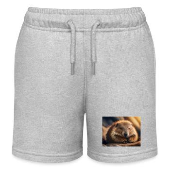 Animaux mignons en hibernation – marmotte - Short de jogging enfant bio Stanley/Stella - gris chiné - Devant