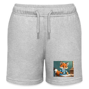 cute little fiend fox cutting with scissors - Kids Organic Sweat Shorts by Stanley/Stella - heather grey - Front