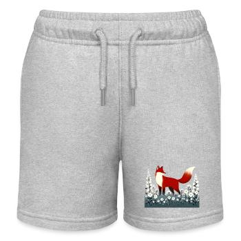 Renard dans une prairie fleurie - Short de jogging enfant bio Stanley/Stella - gris chiné - Devant