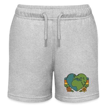 Heart Planet - Kids Organic Sweat Shorts by Stanley/Stella - heather grey - Front