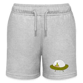 Alien Ufo Freundschaftsmotiv - Kinder Organic Joggingshorts Mini Bolter von Stanley/Stella - Grau meliert - Vorne