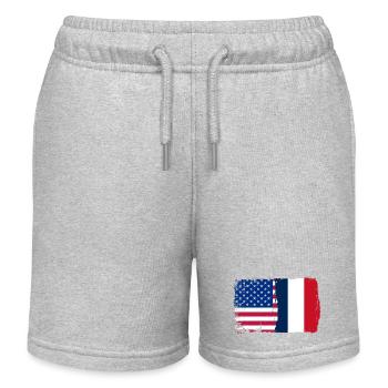Flag Fusion USA France - Kids Organic Sweat Shorts by Stanley/Stella - heather grey - Front