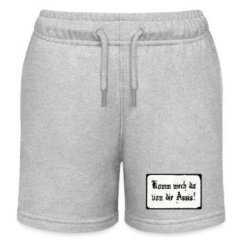 Komm wech da von die Assis - Kinder Organic Joggingshorts Mini Bolter von Stanley/Stella - Grau meliert - Vorne