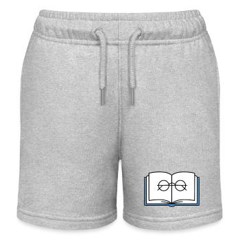 Offenes Buch Brille Schule - Kinder Organic Joggingshorts Mini Bolter von Stanley/Stella - Grau meliert - Vorne