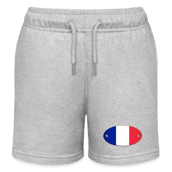 Oval flag France emblem.  France - Kids Organic Sweat Shorts by Stanley/Stella - heather grey - Front
