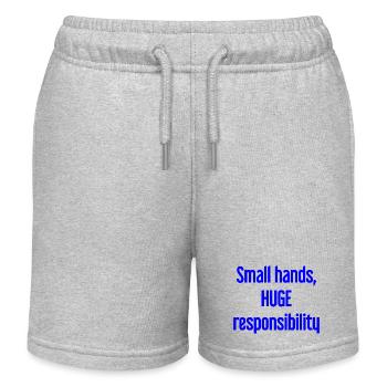 Small Hands, Huge Responsibility Parent Saying - Kids Organic Sweat Shorts by Stanley/Stella - heather grey - Front