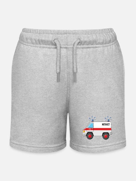 Notarzt Auto mit Blaulicht - Kinder Organic Joggingshorts Mini Bolter von Stanley/Stella - Grau meliert