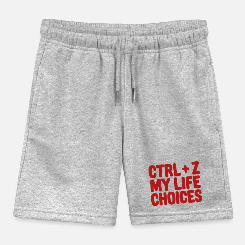 Ctrl+Z My Life Choices - Funny Programmer / Coder Kids Organic Sweat Shorts by Stanley/Stella